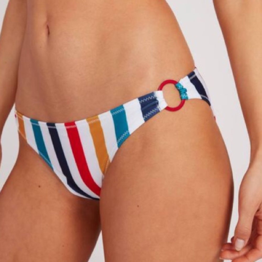 Volcom Draw The Line Rainbow Striped Hipster Bikini Bottoms Size Small - Picture 2 of 9